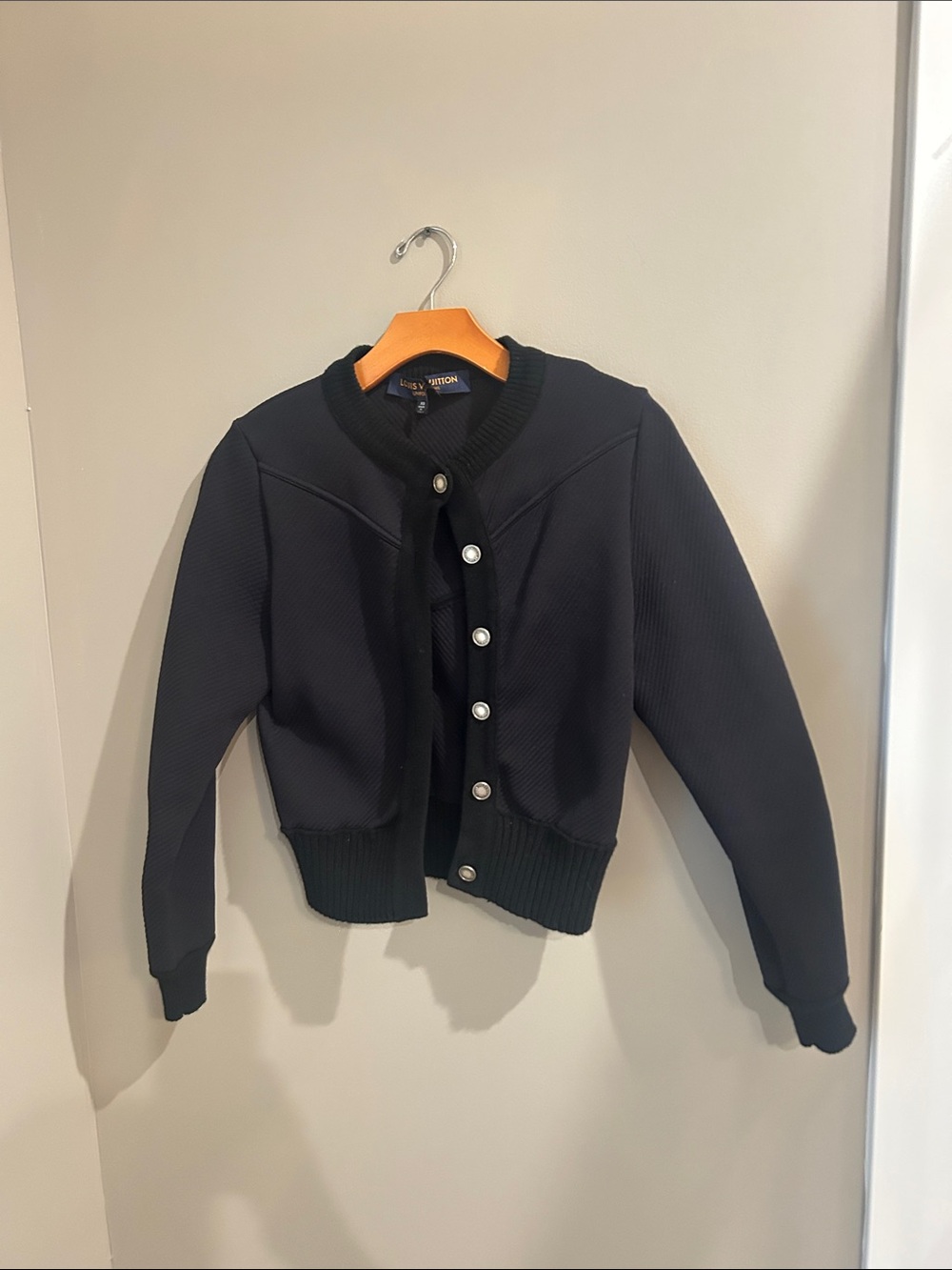 Louis Vuitton Black Button-Front Knit Jacket